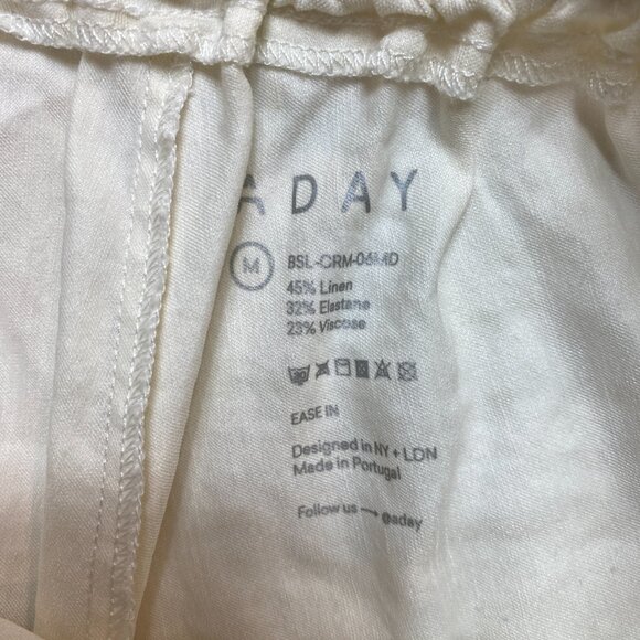 ADAY Ease In Paperbag Shorts Women's M Beige High Waisted Linen Blend Pull On - Picture 3 of 7